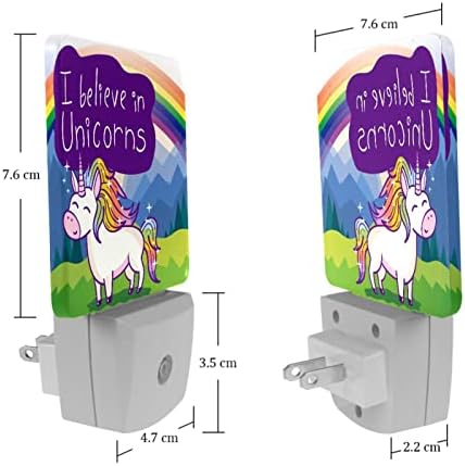 Unicorn cu dop curcubeu în lumină de noapte automată cu LED -uri slabe, lumini de noapte luminoase pentru copii pentru copii,