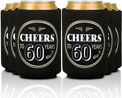 Prazoli urale până la 60 de ani de bere poate răcire - 60 de ani de naștere decorațiuni și consumabile - negru și aur | Coolers