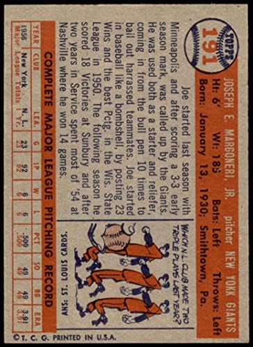 1957 Topps 191 Joe Margoneri New York Giants Ex/Mt Giants
