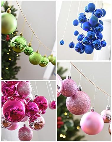 Hmilydyk Shatterproof Christmas Ball Ornamentele asortate de copaci de Crăciun decorațiuni Baubles Pandantiv pentru festival