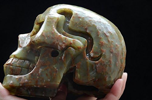 Piatră prețioasă verde Natural cristal cuarț craniu schelet figurină sculptură realistă 5,62 Inch 4,33 lb energie spirituală