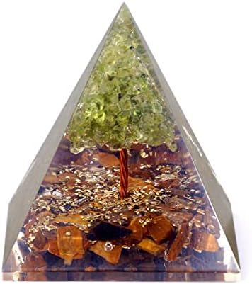 Cristale de ametist natural cu sferă de ochi tigru orgone | Vindecarea rășinii în vrac și controlul energetic orgonită Piramidă