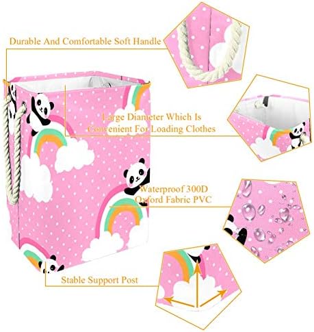 Deyya Panda roz și un curcubeu coșuri de rufe împiedică înalt Robust pliabil pentru copii adulți băieți adolescenți fete în