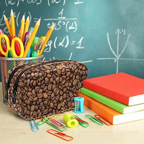 Carcasă de creion cu boabe de cafea, cu capacitate mare de creion pungă cu fermoar geantă cosmetică portabilă, pentru școlar