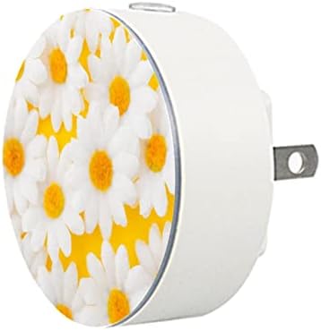 2 pachete plug-in-uri de noapte LED LED LUMINA COupie Flori de margarete Flori galbene cu senzor de amurg până la zori pentru