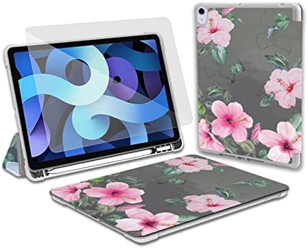 Flori iPad AIR Caz pentru copii al 4 -lea/5, cu protector de ecran și suport pentru stilou Slim Trifold Stand Auto Sleep/Wake
