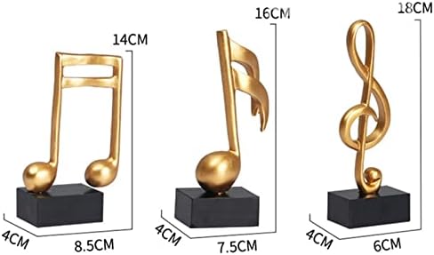 Nibeiweishop Statuie Lucky 3pc Golden Musical Note Crafts Figurină Accesorii pentru decor pentru casă decorativă Statuetă cadou