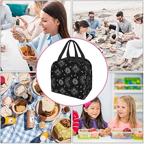 Sun And moon Lunch Bag reutilizabil, cu Buzunar frontal Închidere cu fermoar Leakproof izolat Lunch Box Cooler Tote Bag Food