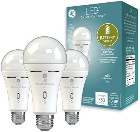Ge LED+ baterie de rezervă bec LED, bec de urgență reîncărcabil, becuri Standard A21 & Ge Home Electric 4-în-1 pană de curent