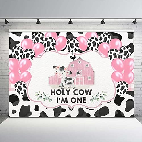 Avezano Holy Cow I ' m one Birthday background Girls Pink Cow First Birthday Party Decorațiuni de fundal imprimare de vacă