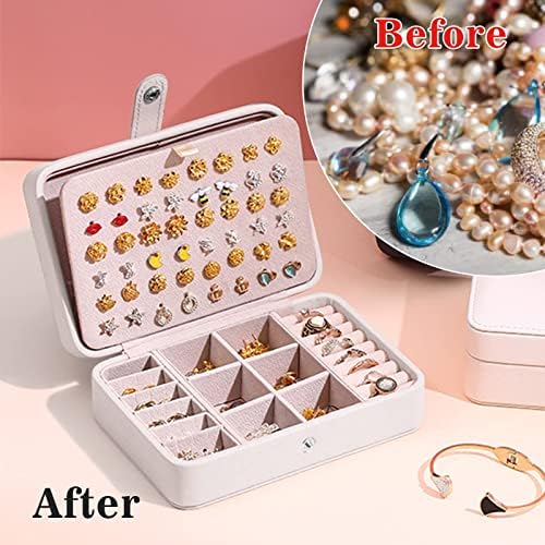 AGECASH o cutie de bijuterii mici, portabil mini Travel Bijuterii caz cercei coliere inele organizator de stocare, PU piele