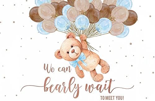 HUAYI putem Bearly așteptați să vă cunosc copil duș fundal ursuleț de pluș decor fundal Pastel ton dulce albastru și maro baloane
