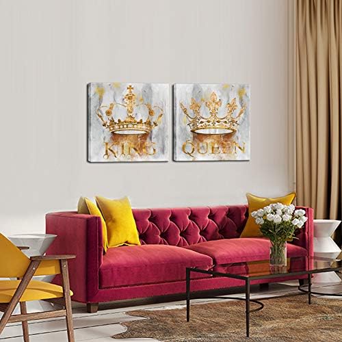 SECHARS romantic dormitor arta perete modern regele de aur modern and regina coroană pictură imprimeuri de artă pe pânză contemporană