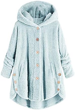 Haine de iarna pentru femei Fuzzy Moda Casual Vrac se potrivi cu glugă butoane jos Maneca lunga plus confortabil haina jacheta