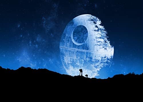 BELECO 7x5ft Fabric Albastru Death Star fundal pentru fotografie Galactic Superweapon pentru Star Wars Galaxy Wars fundal univers