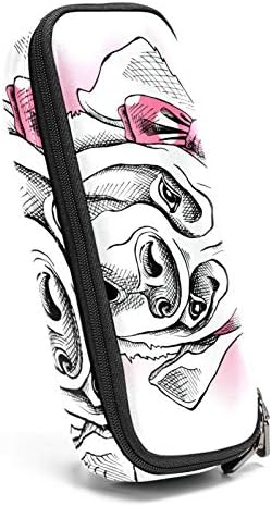 Sf. Bernard într -o bandă roz 84x55in din piele pentru creion cu carcasă cu piloni cu fermoar dublu papetărie geantă de depozitare