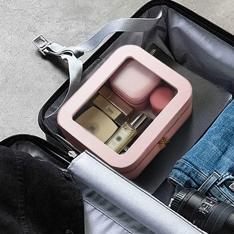 Gppzm călătorie cosmetice sac Roz fata inima portabil cutie de bijuterii de mare capacitate de spălare sac