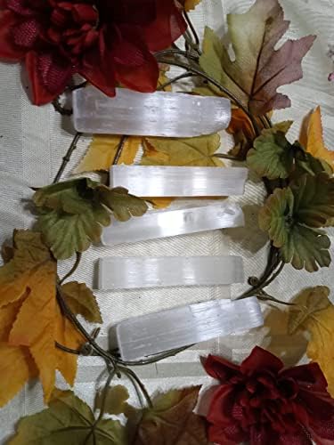 Stick -uri de selenit - Piatră de vindecare naturală - baghete de cristal pentru vindecare metafizică, meditație, energie pozitivă - cristale pentru protecție și purificare - pachet de 5, alb