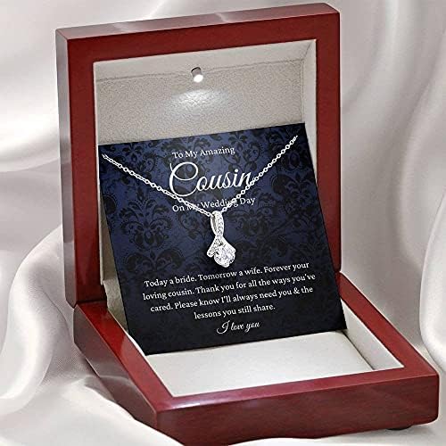 Bijuterii cu carduri de mesaje, colier handmade- cadou personalizat petit panglică, văr al miresei cadou de la văr la văr Cadou