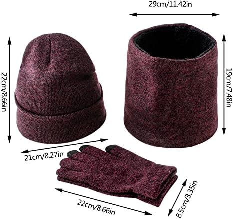 3 Pack iarna cald Beanie pălărie eșarfă mănuși seturi femei bărbați Slouchy Beanie cu Pom Pom eșarfă cald Touchscreen mănuși