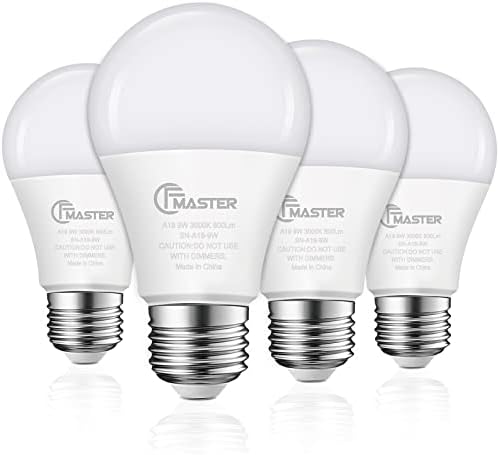 Becuri LED CFMASTER A19, Becuri LED de 9W, bază Standard E26, 3000k alb cald, 800 lumeni, non-Dimmable, Becuri albe strălucitoare