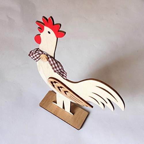 Doofan Paște de Pașie Ornamente de pui neterminat Tabletop din lemn Rooster Figurină independentă pentru animale pentru animale