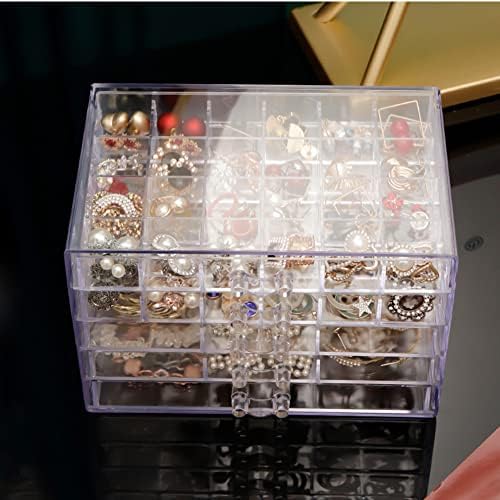 Qiyushry cutii de bijuterii acrilice cutii de depozitare cutii de depozitare 5 sertare transparente bijuterii transparente