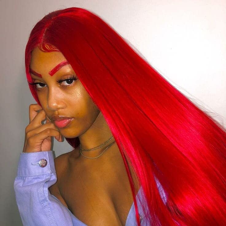 Amnenl roșu dantelă fata peruci pentru femei Lung drept t parte roșu Sintetice Peruci 22 inch peruca pentru Halloween peruca