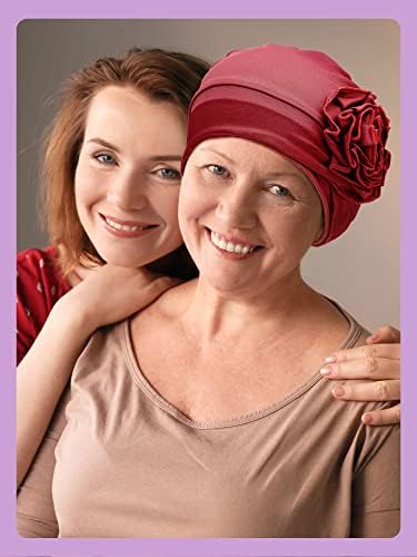 9 bucăți CHEMO HATS CHEMO CAPS CANCER CANCER pentru femei chimiote înveliți cap de cancer elastic turban cu flori moi moale