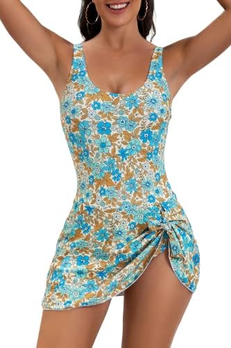 Eomenie One Piece Swimdress Costume de baie pentru femei burtă de control înot rochii fusta costum de baie