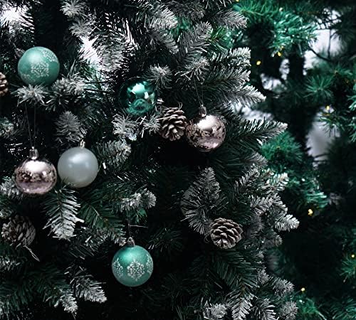 30 pcs ornamente cu minge de Crăciun, albastru roz și alb spulberat de spargere decorațiuni festive de nuntă agățată set asortat