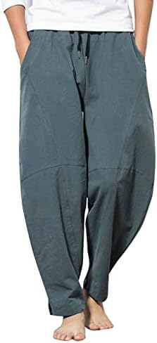 Pantaloni de lenjerie pentru bărbați, 2023 bărbați de vară, modă simplă Rise Rise Color Solid Solid Baggy Drawstring Talie