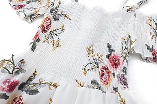 LUCKYGAL fete florale rochie vara reglabil spaghete curea pe umăr rochie de partid cu buzunare
