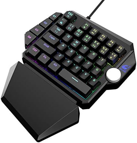Delarsy portabil cu o singură mână tastatură mecanică pentru jocuri cu fir RGB Led Backlit HN3