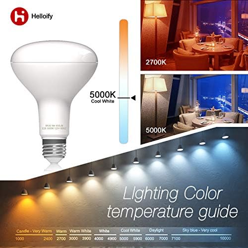 helloify BR30 LED Flood bec, 9w, 65W echivalent, 5000k Lumina zilei alb, lampă de economisire a energiei pentru birou / acasă,