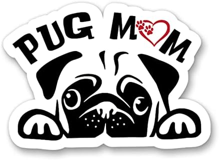 Pug mama câine autocolant-3 Laptop autocolant-vinil impermeabil pentru masina, telefon , Sticla de apa-Pug Decal