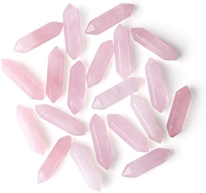 Zhiyuxi 10 buc de cuarț trandafir cristale puncte baghete în vrac și 10 buc de vindecare cristale cub pietre reiki meditație