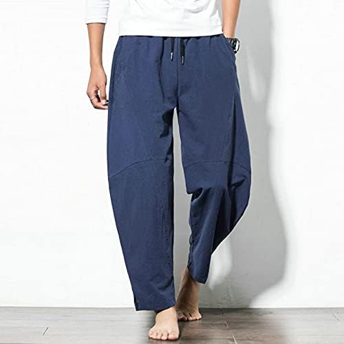Pantaloni de lenjerie pentru bărbați, 2023 bărbați de vară, modă simplă Rise Rise Color Solid Solid Baggy Drawstring Talie