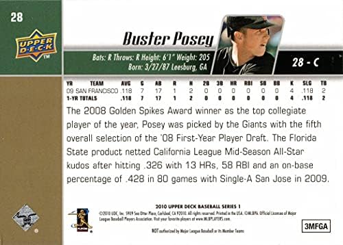 2010 Baseball de punte superioară 28 Buster Posey Rookie Card