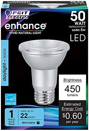 Feit Electric par20 Becuri LED, echivalent 50W, Becuri reflectoare reglabile, 5000k Lumina zilei, baza E26, 450 lumeni, durată