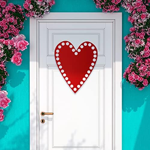JETEC Valentine's Day Heart Sign Door Wancher din lemn Hanging Sign Decoration Decoration Dots Imprimat Semn imprimat pentru