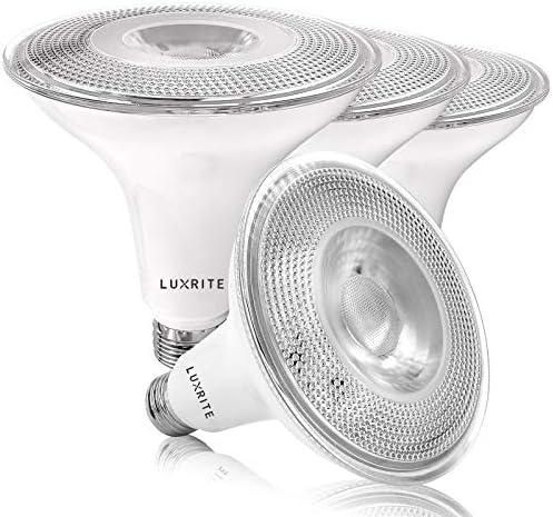 LUXRITE 4 Pack PAR38 LED-uri de inundații în aer liber Becuri, 120W echivalent, 1250 lumeni, 5000k alb strălucitor, 15w Dimmable,