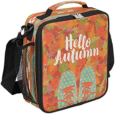 Hello Autumn Lunch Bag cutie de prânz izolată reutilizabilă portabilă Leakproof Lunch Bag Thermal Cooler Bag cu curea de umăr