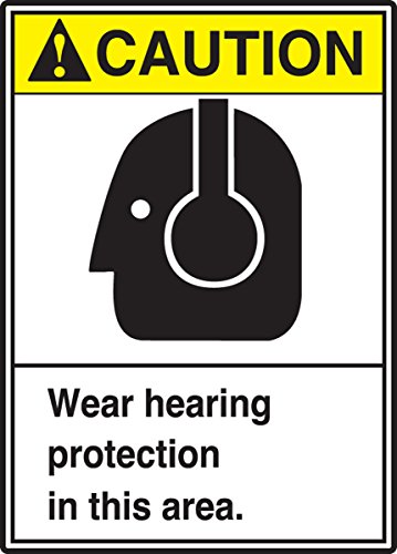 AccuForm MRPE613VS Semn, legendă „Atenție Purtați protecție auditivă în această zonă”, 14 lungime x 10 lățime x 0,004 grosime,