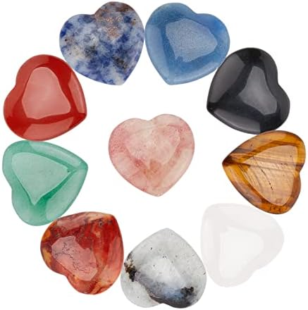 AMIJOUX 10 buc vindecare cristale pietre, inima Vrac naturale dragoste lustruit pietre Set, Chakra cuarț Kit meditație Cadouri