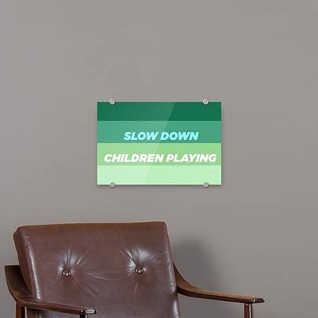 Cgsignlab | „Încetinește copiii care se joacă -Gradient Modern” Semn acrilic premium | 18 x12