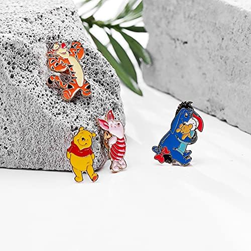 Pooh Email rever Pins 4pcs Pooh Eeyore Tigger Charm cadouri desene animate Bijuterii Pentru Copii Fete