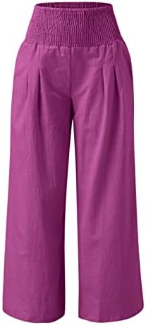 Pantaloni de lenjerie Casual de vară pentru femei pantaloni Cu Picior drept, cu talie înaltă, pantaloni lungi, cu buzunare,