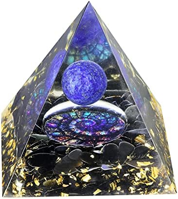 Mookaitedecor Bundle-2 articole: cluster de cristal natural de calcit de chihlimbar natural Geode Stone & amp; Lapis Lazuli