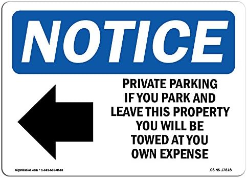 Semne de notificare OSHA - Parcare privată dacă parcați cu simbol | Decalarea etichetei de vinil | Protejați -vă afacerea,